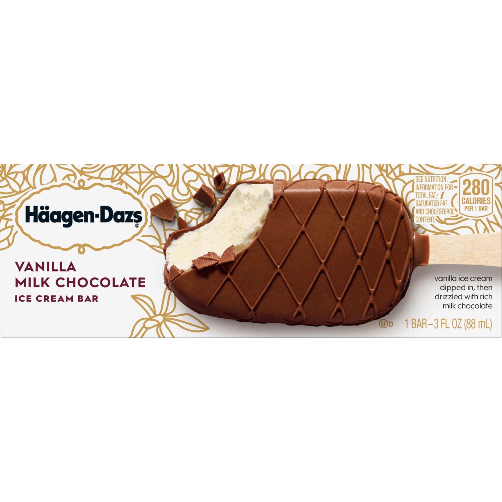 slide 1 of 1, Häagen-Dazs Vanilla Milk Chocolate Ice Cream Bar, 3 fl oz