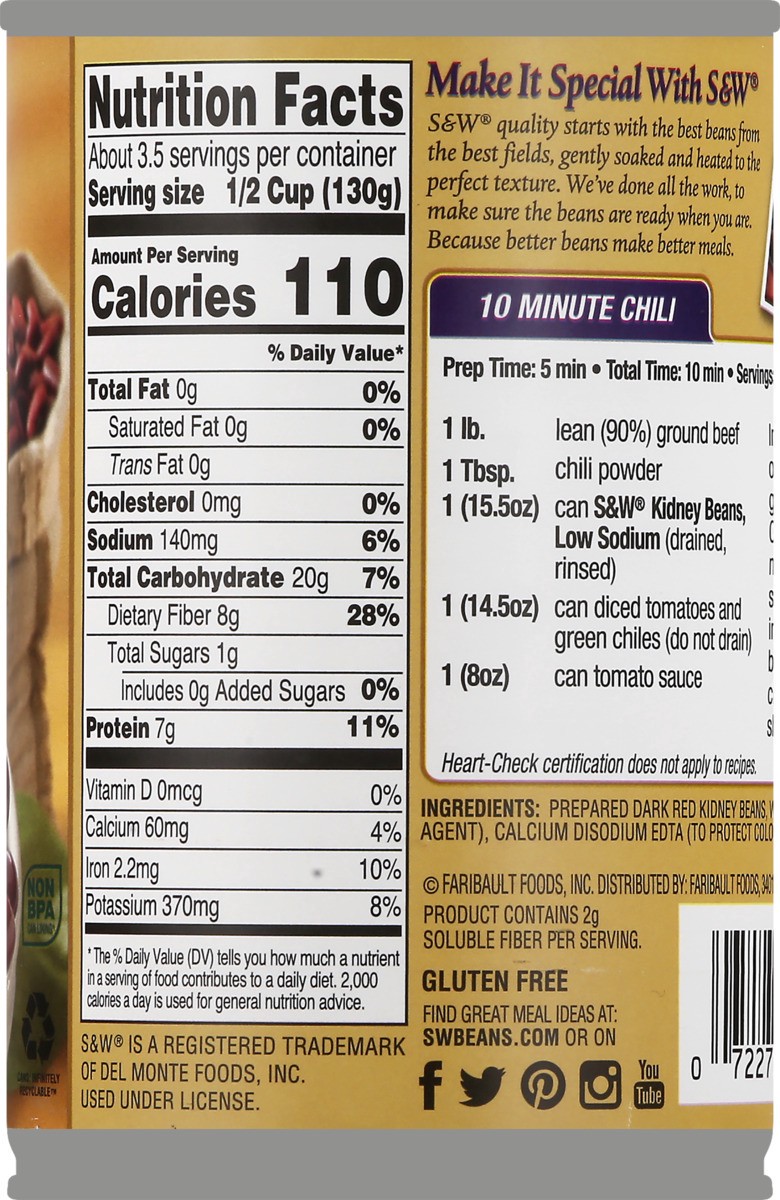 slide 4 of 11, S&W 50% Less Sodium Red Kidney Beans,