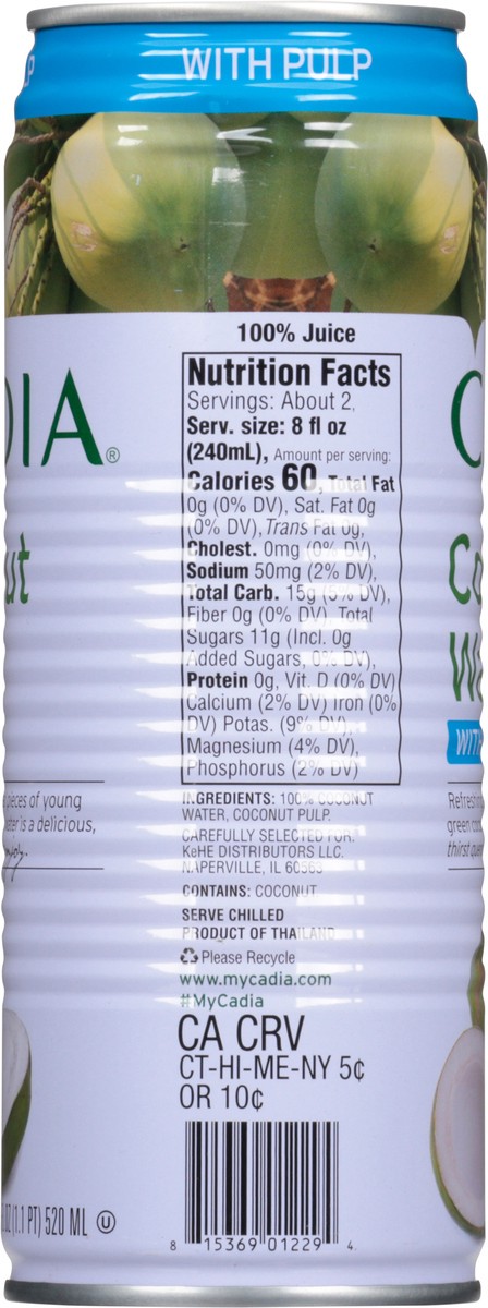 slide 3 of 13, Cadia Coconut Water With Pulp - 17.5 oz, 17.5 oz
