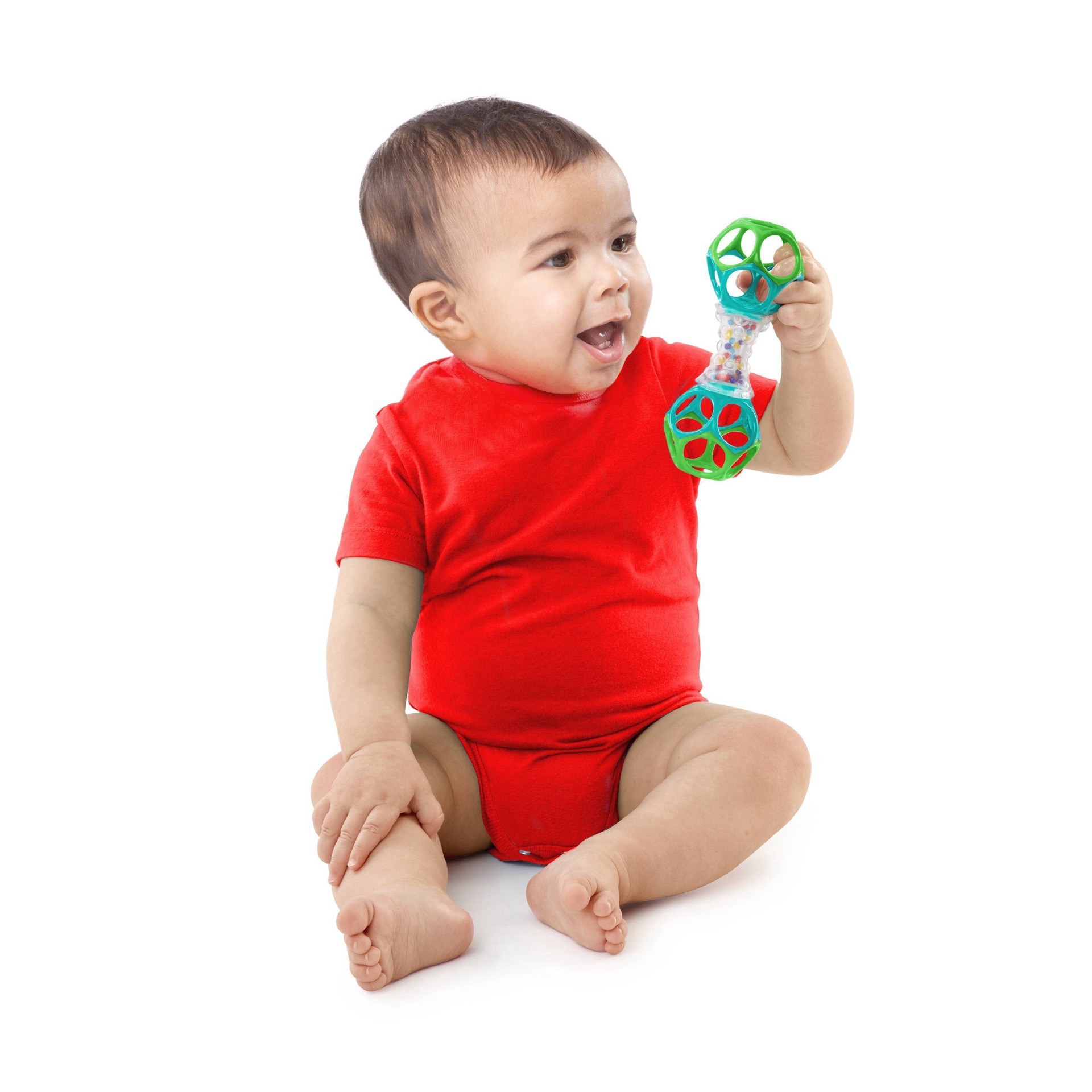 slide 6 of 17, BRIGHT STARTS Oball Easy Grasp Shaker Rattle BPA-Free Infant Toy in Blue/Green, 2 in x 2 in x 6.4 in