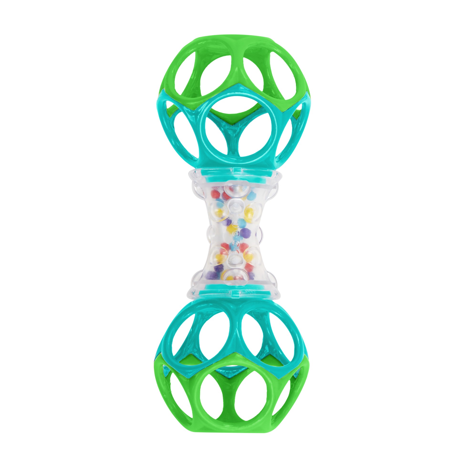 slide 1 of 17, BRIGHT STARTS Oball Easy Grasp Shaker Rattle BPA-Free Infant Toy in Blue/Green, 2 in x 2 in x 6.4 in