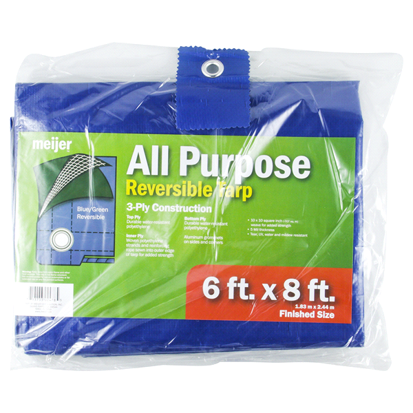 slide 1 of 1, Meijer All Purpose 6' x 8' Reversible Tarp, 6 ft x 8 ft