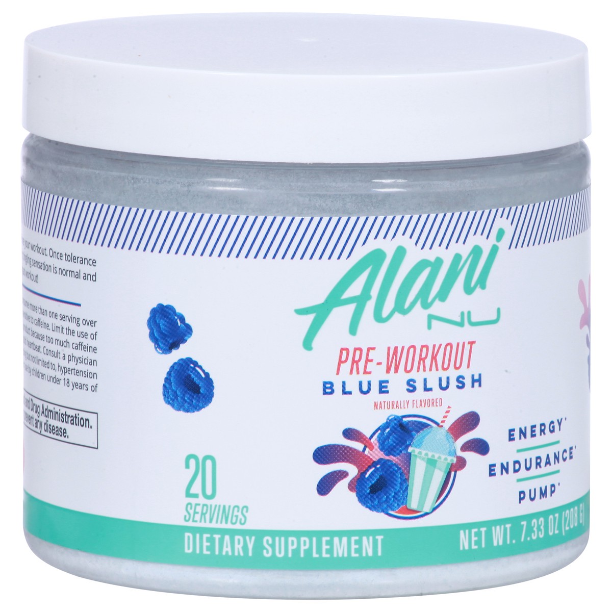 slide 10 of 10, Alani Nu Preworkout Blue Slush 20srv, 7.3 oz