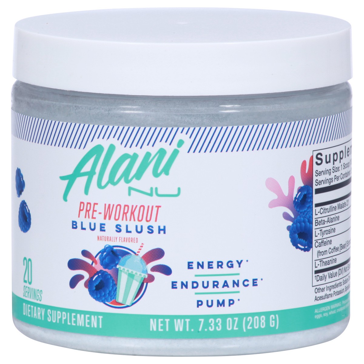 slide 9 of 10, Alani Nu Preworkout Blue Slush 20srv, 7.3 oz