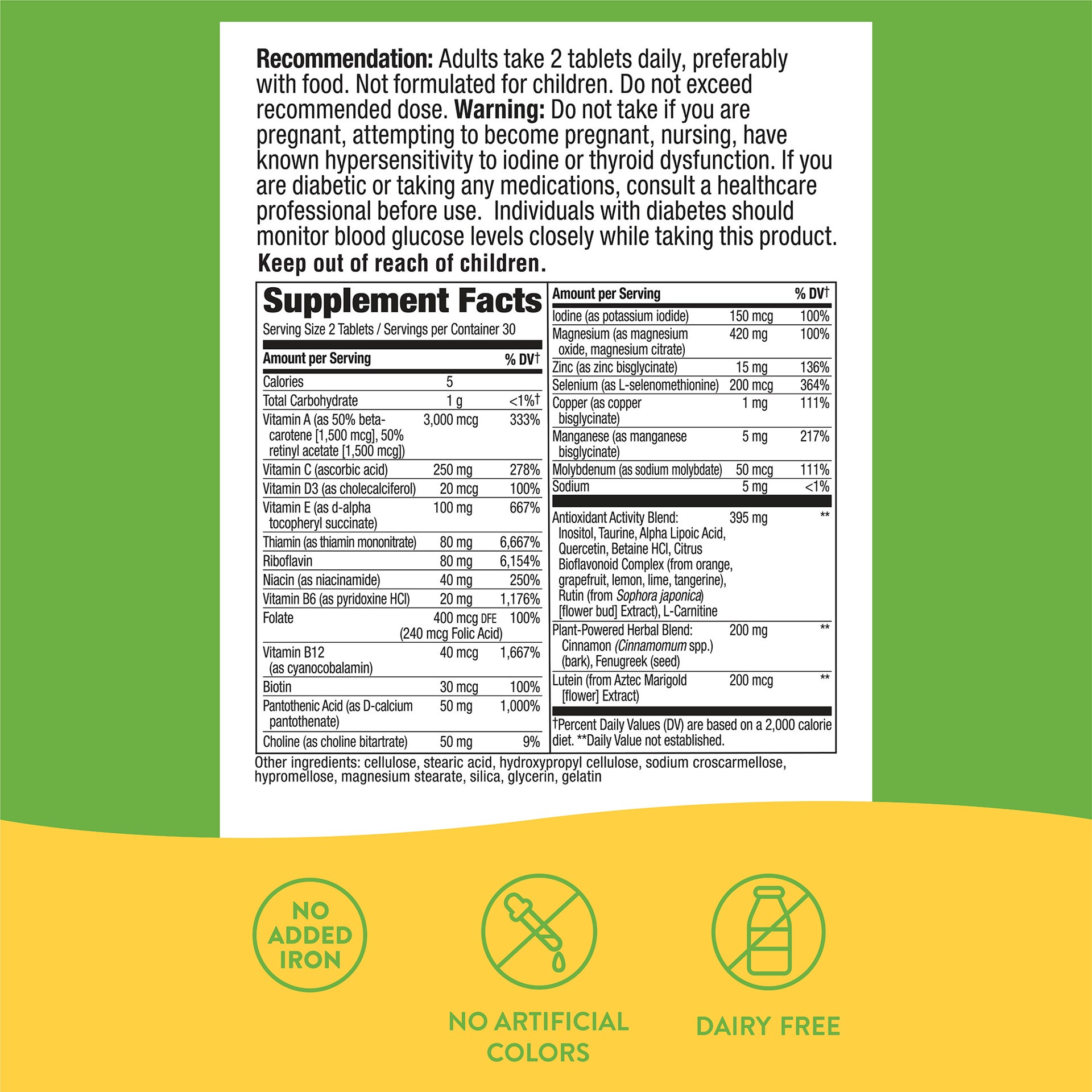 slide 4 of 4, Nature's Way Alive! Diabetic Multivitamin, 40 ct
