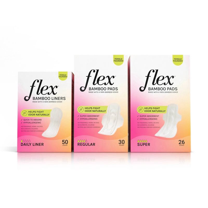 slide 4 of 4, Flex Bamboo Pads, 30 ct