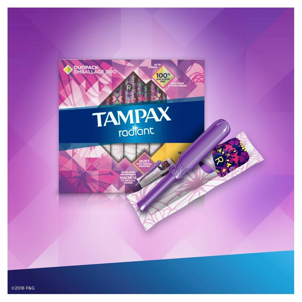 slide 3 of 4, Tampax Radiant Duo Unscented Tampons, 28 ct