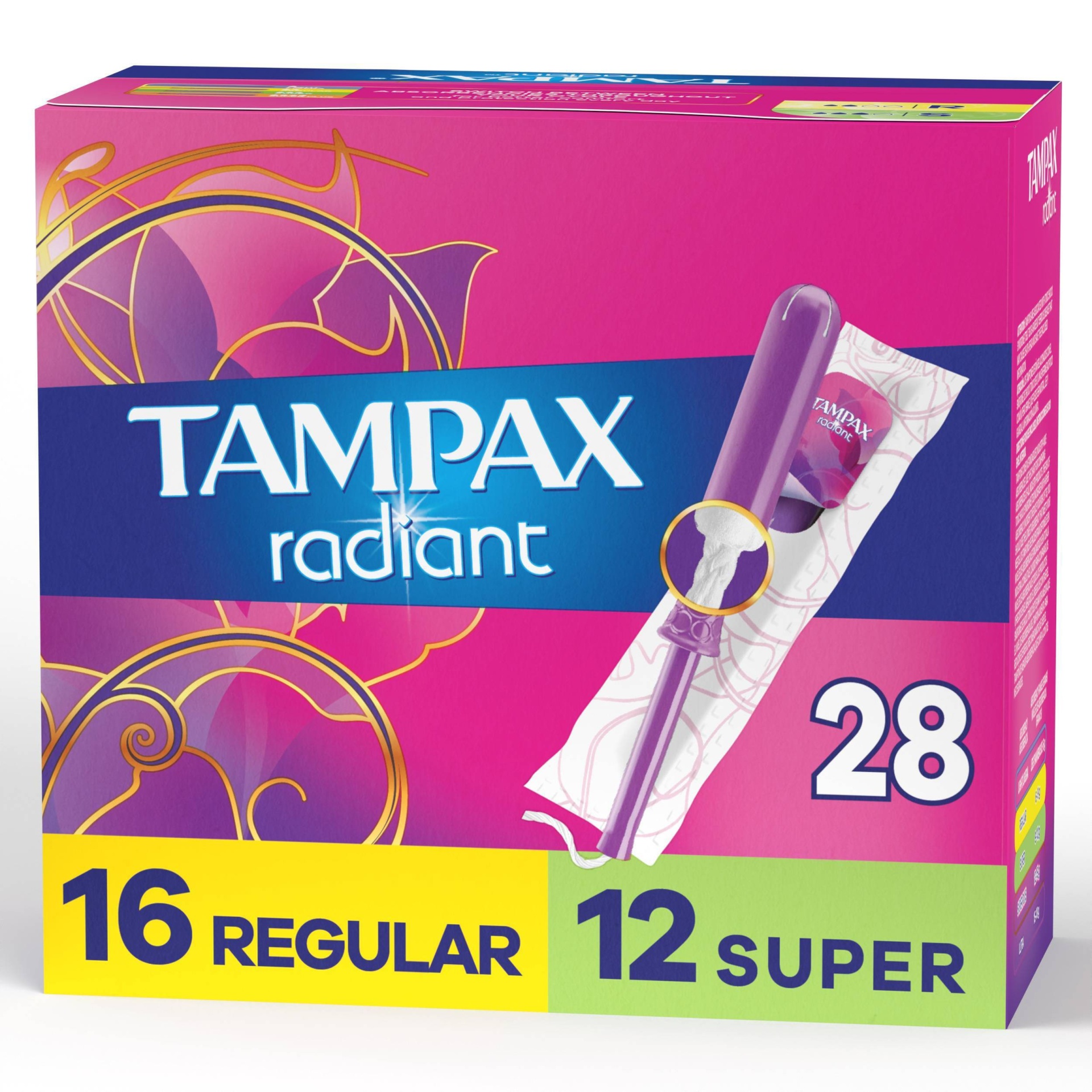 slide 1 of 4, Tampax Radiant Duo Unscented Tampons, 28 ct