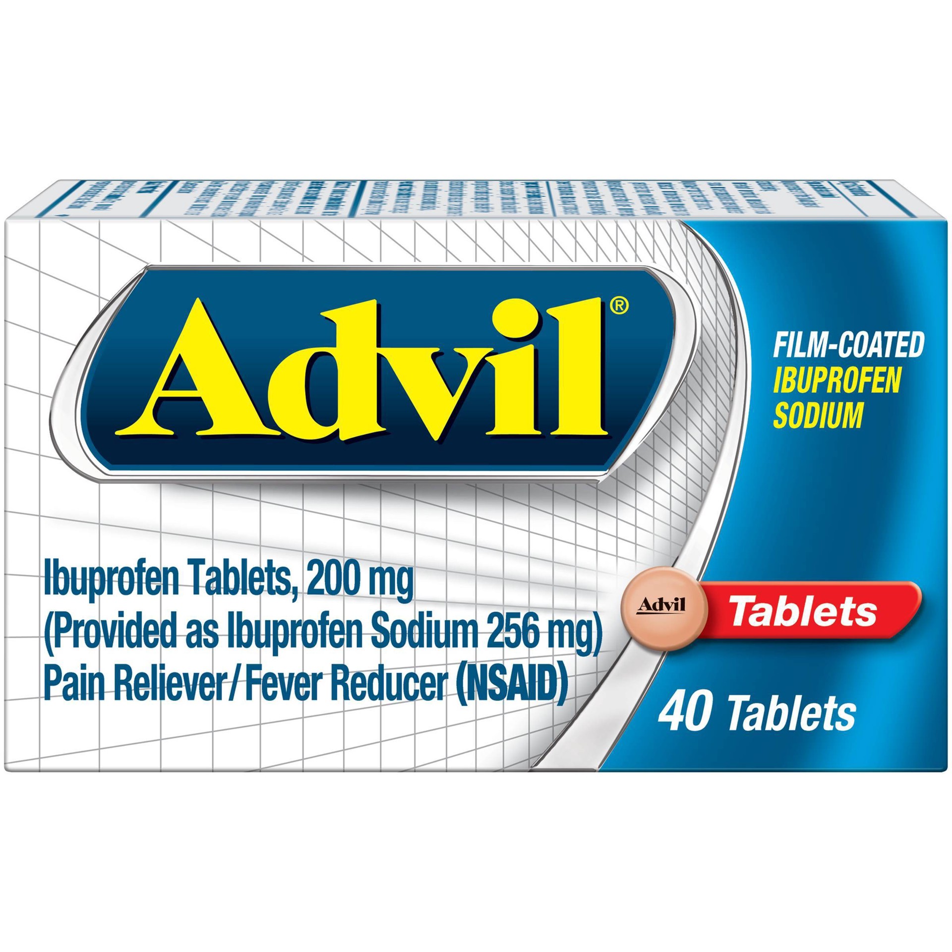 slide 1 of 1, Advil Pain And Fever Reducer Film Coated Ibuprofen Tablets , 40 ct