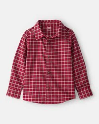 Carter's Boys Plaid Cotton Long-Sleeve Button-Down Shirt - Red - 12
