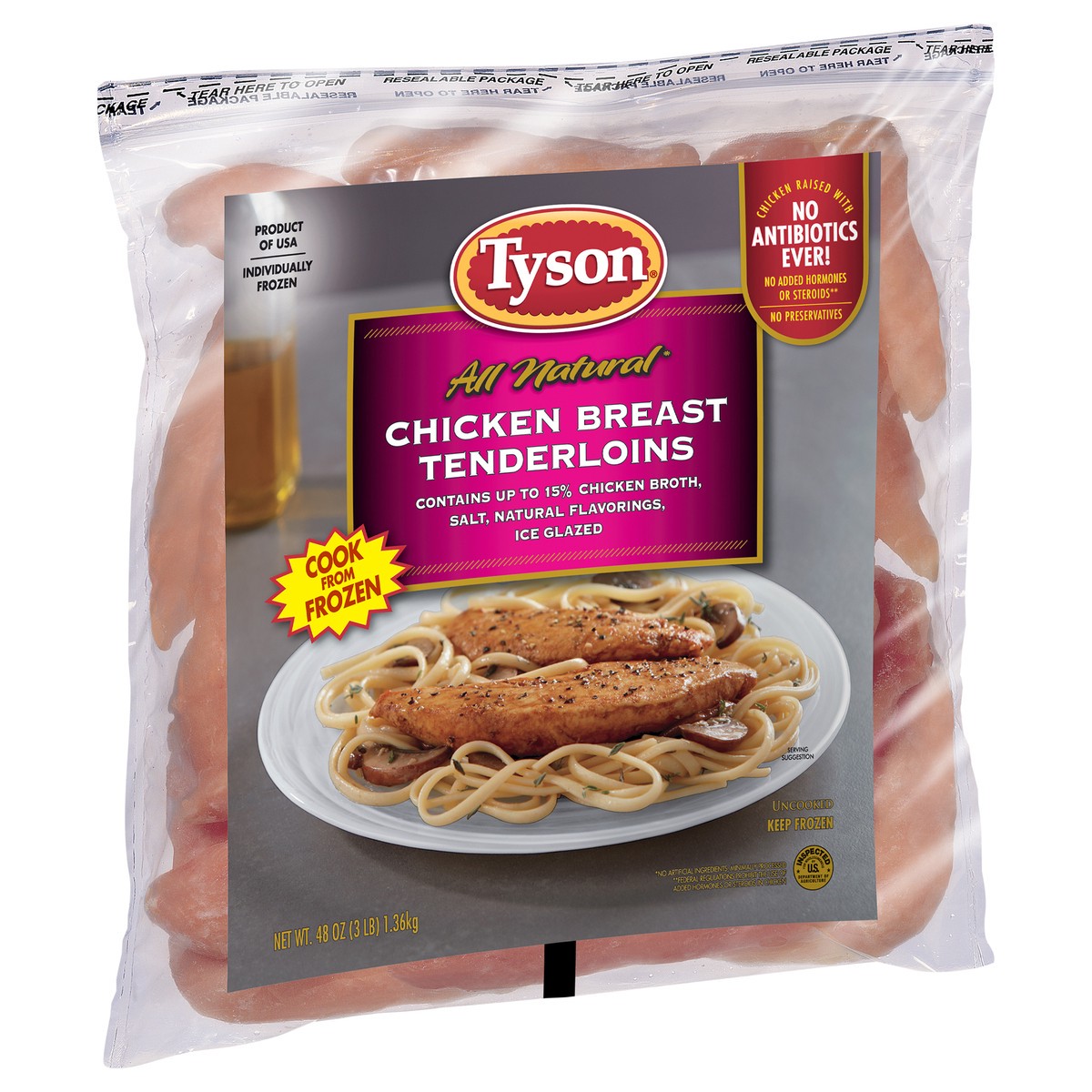 slide 2 of 7, Tyson Boneless Skinless Chicken Breast Tenderloins, 3 lb. (Frozen), 1.36 kg