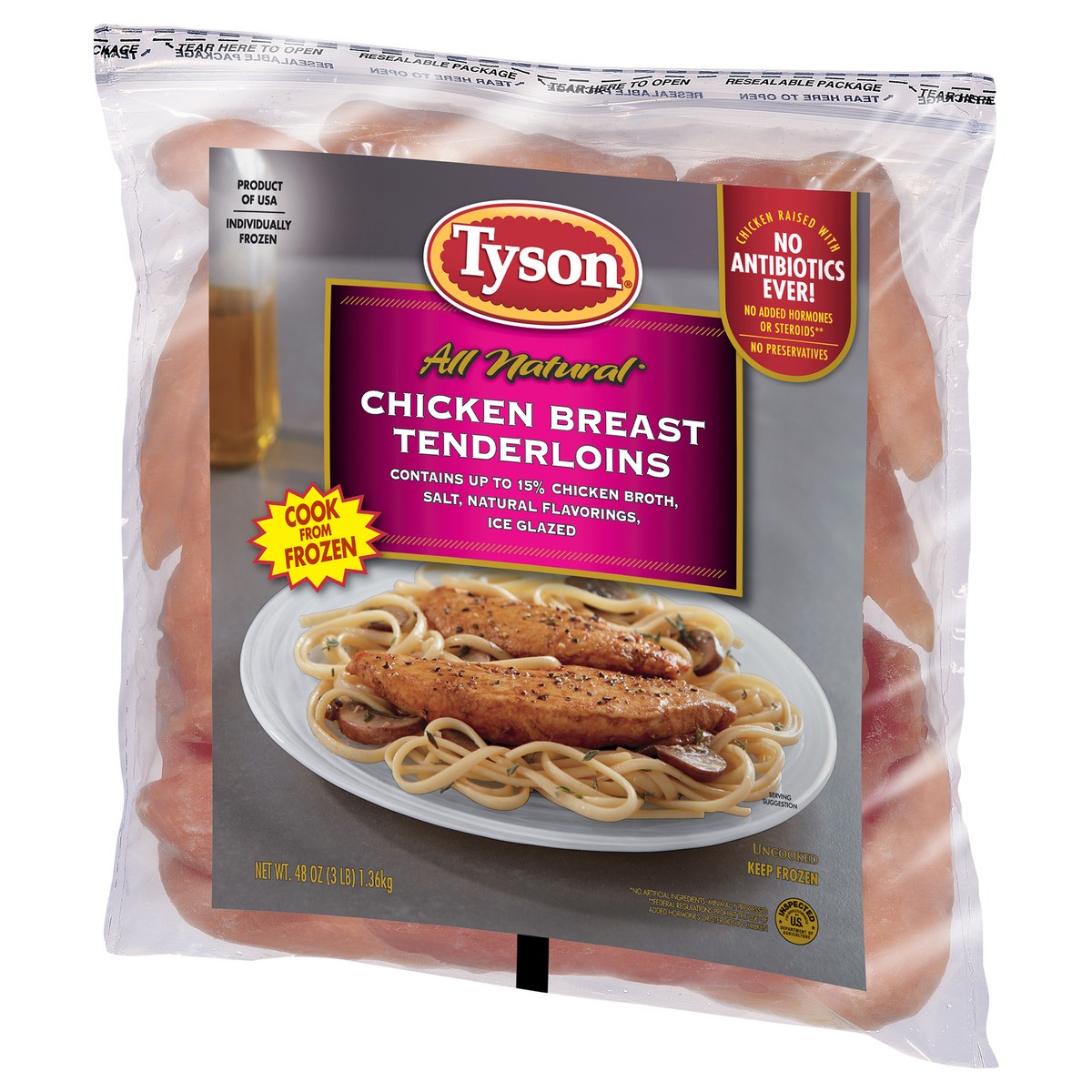 slide 6 of 7, Tyson Boneless Skinless Chicken Breast Tenderloins, 3 lb. (Frozen), 1.36 kg