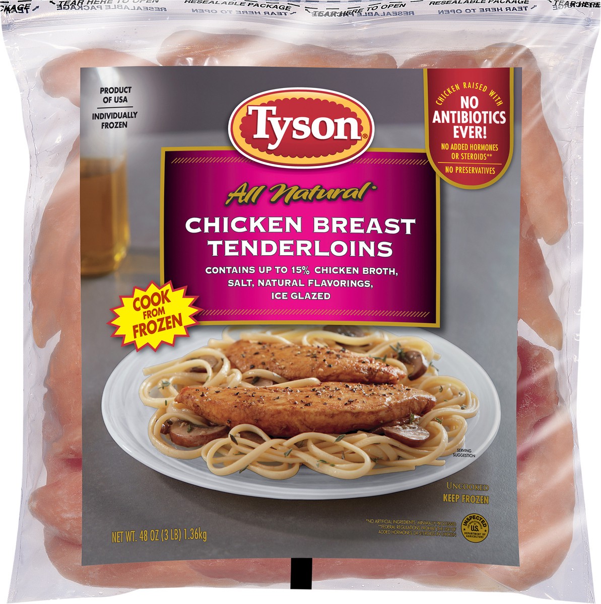 slide 7 of 7, Tyson Boneless Skinless Chicken Breast Tenderloins, 3 lb. (Frozen), 1.36 kg