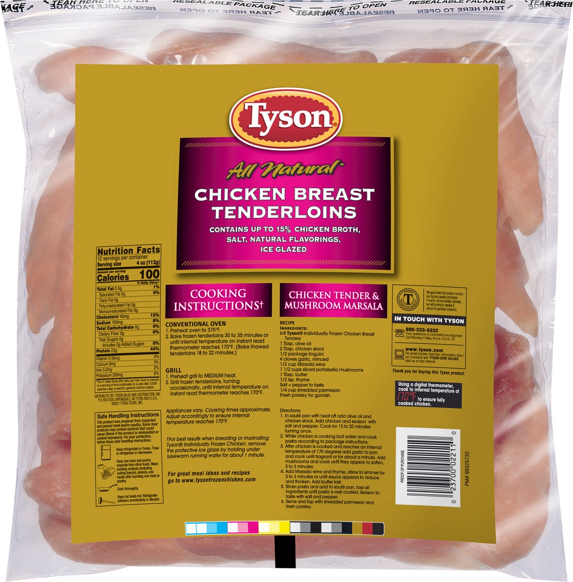 slide 5 of 7, Tyson Boneless Skinless Chicken Breast Tenderloins, 3 lb. (Frozen), 1.36 kg