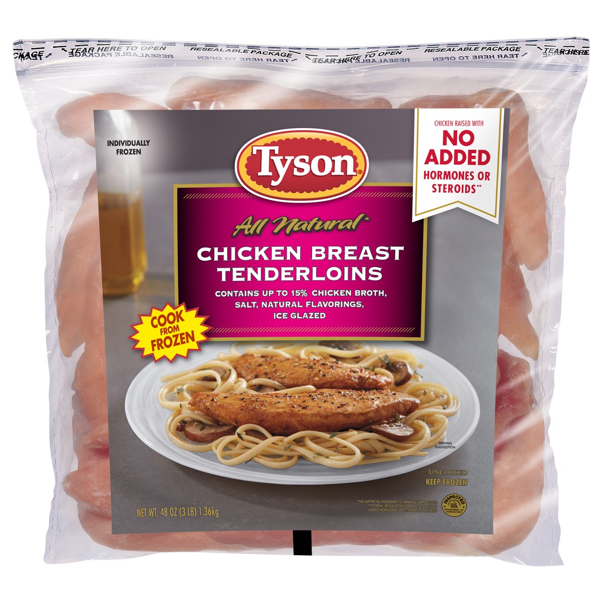 slide 1 of 7, Tyson Boneless Skinless Chicken Breast Tenderloins, 3 lb. (Frozen), 1.36 kg