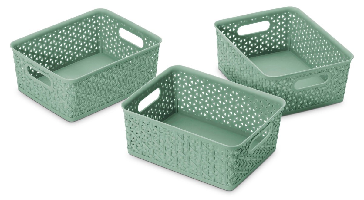 slide 1 of 13, Whitmor Resin Sm Strge Tote-S/3 Loden Frost, SM