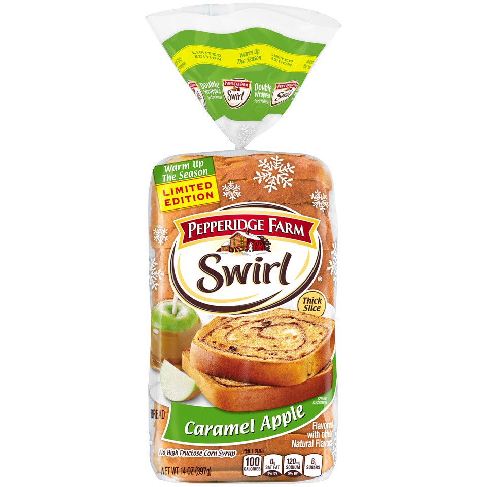 slide 1 of 8, Pepperidge Farm Fresh Bakery Swirl Thick Slice Caramel Apple Bread, 14 oz