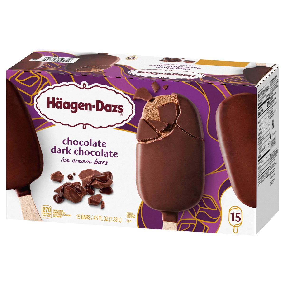 slide 8 of 15, Häagen-Dazs Chocolate Dark Chocolate Ice Cream Bars, 15 Count, 15 ct