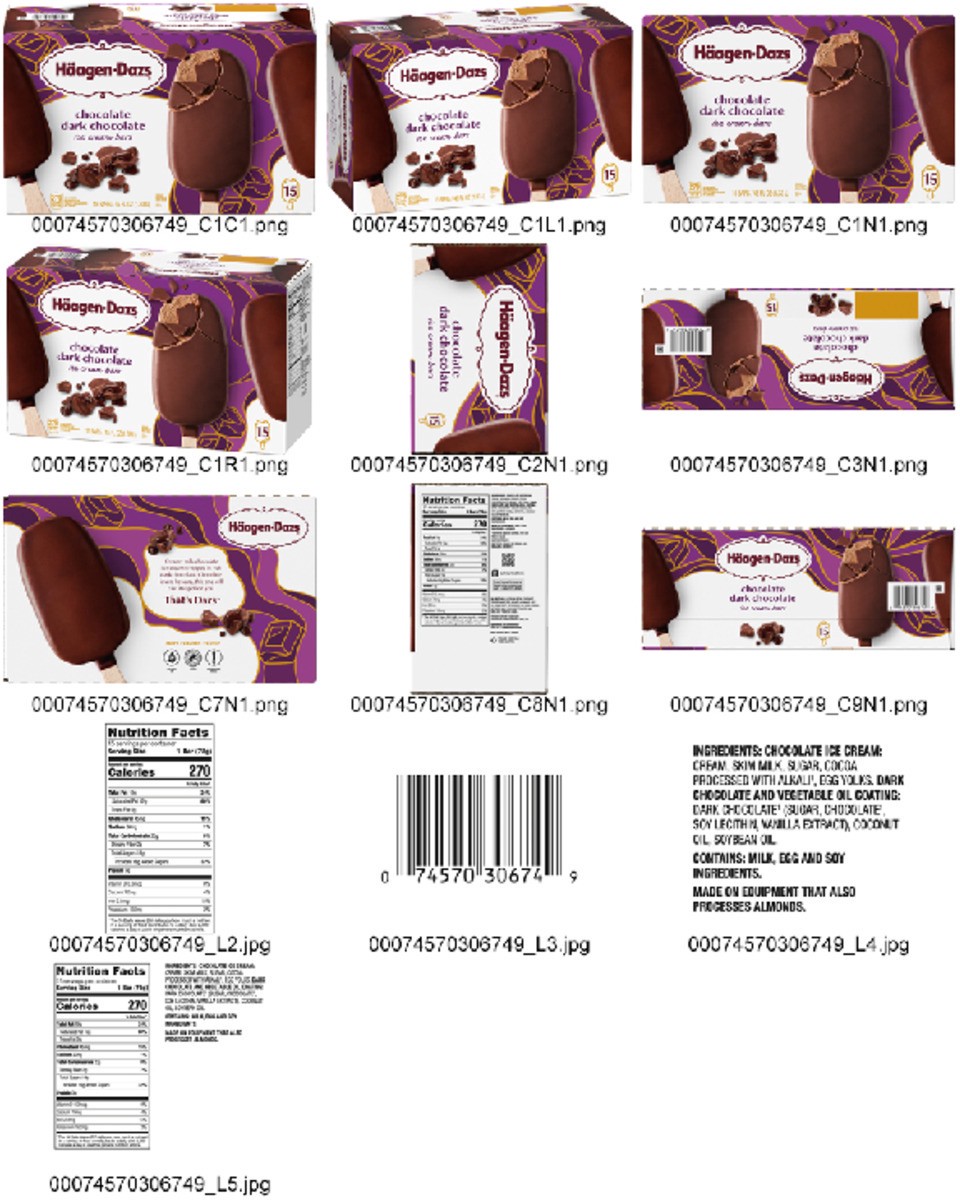 slide 13 of 15, Häagen-Dazs Chocolate Dark Chocolate Ice Cream Bars, 15 Count, 15 ct