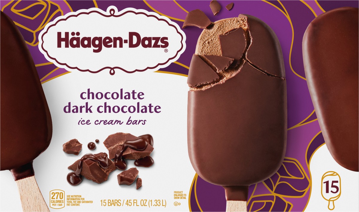 slide 7 of 15, Häagen-Dazs Chocolate Dark Chocolate Ice Cream Bars, 15 Count, 15 ct