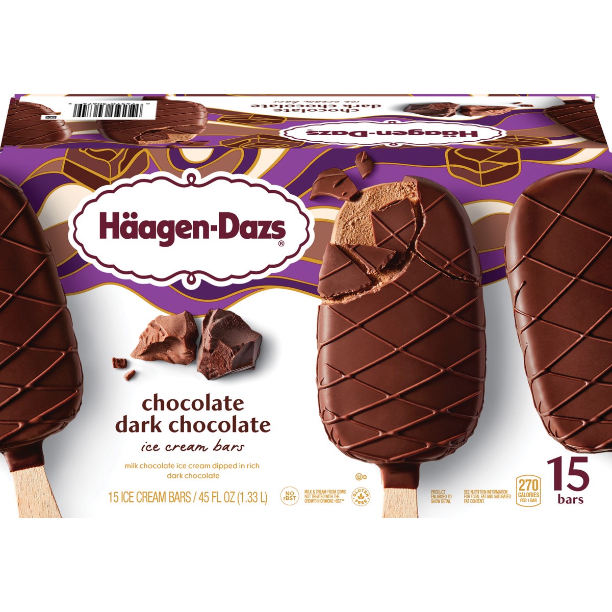 slide 1 of 15, Häagen-Dazs Chocolate Dark Chocolate Ice Cream Bars, 15 Count, 15 ct