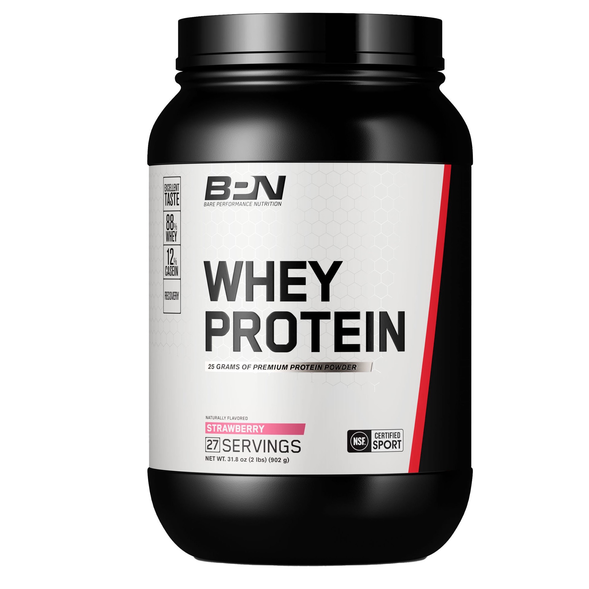 slide 1 of 1, Bare Performance Nutrition Whey 25g Protein Powder - Strawberry, 31.8 oz