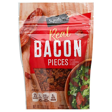 slide 1 of 1, Signature Select Bacon Pieces Real Pouch, 2.8 oz