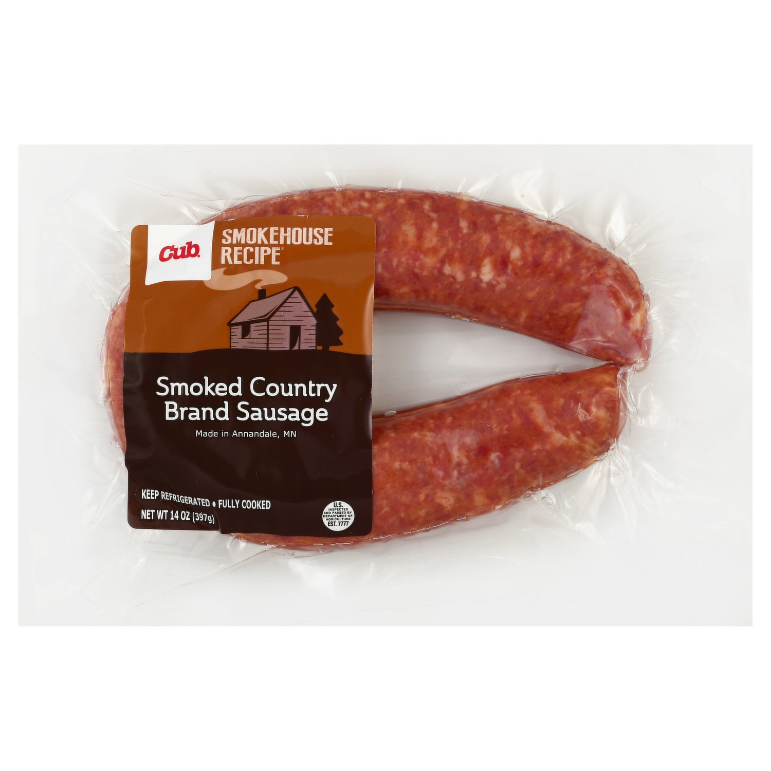 slide 1 of 1, Cub Smoked Country Sausage, 14 oz