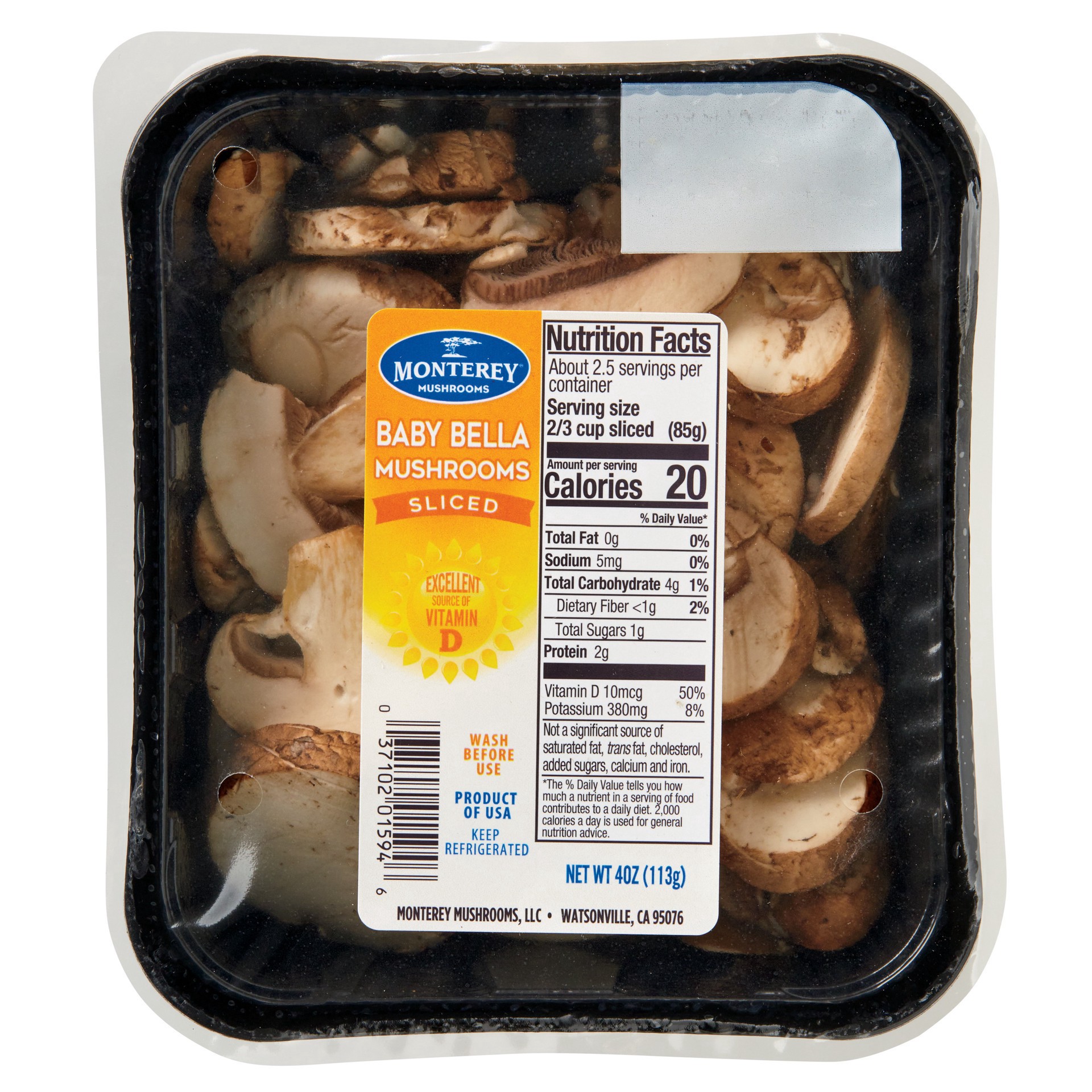 slide 1 of 1, Monterey Fresh Baby Bella Sliced Mushrooms, 4 oz