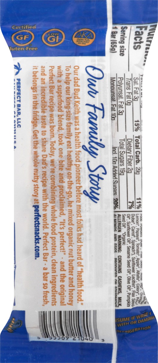 slide 5 of 9, Perfect Bar Blueberry Cashew Protein Bar 2.3 oz, 2.3 oz