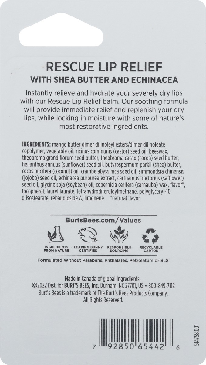 slide 4 of 9, Burt's Bees Rescue Lip Relief with Shea Butter and Echinacea 0.35 oz, 0.35 oz