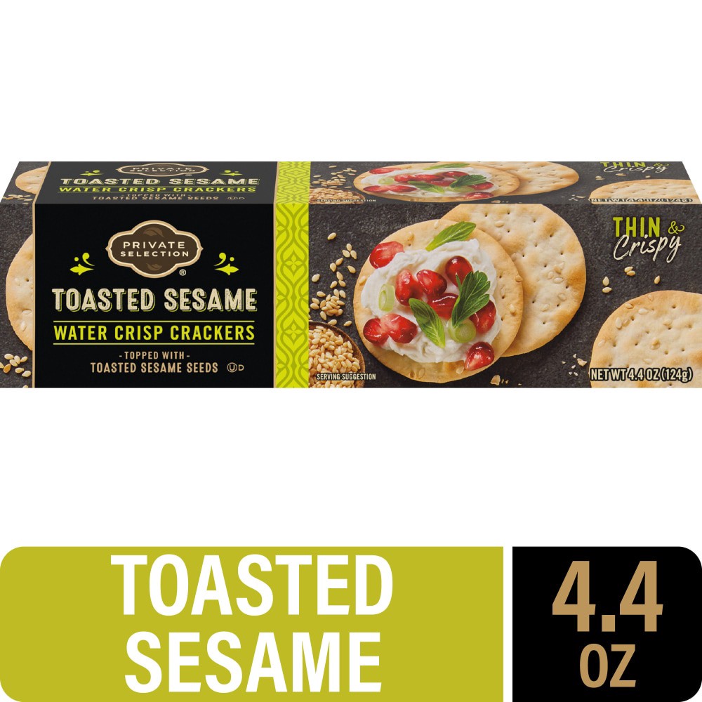slide 1 of 13, Private Selection Toasted Sesame Water Crisp Crackers, 4.4 oz