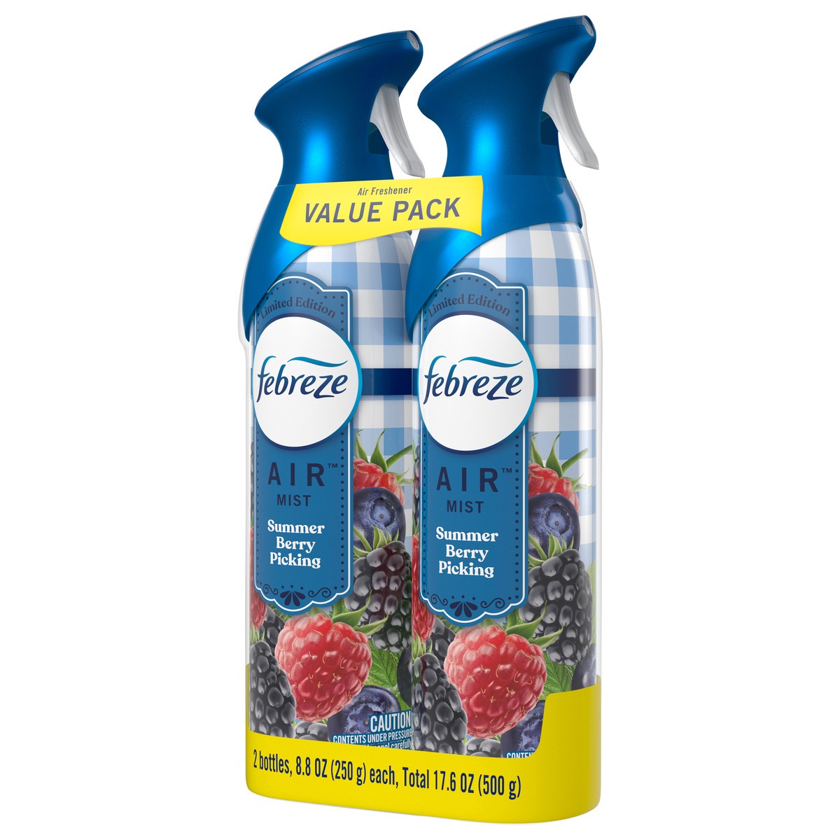 slide 3 of 9, Febreze Air Mist Odor-Fighting Air Freshener Summer Berry Picking, 8.8 oz. Aerosol Can, Pack of 2, 2 ea