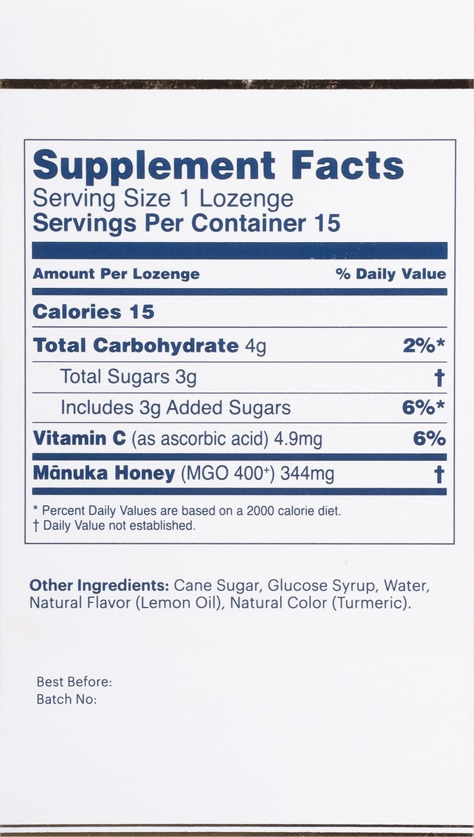 slide 3 of 14, Manuka Health MGO 400+ Manuka Honey Lemon Lozenges 15 ea, 15 ct