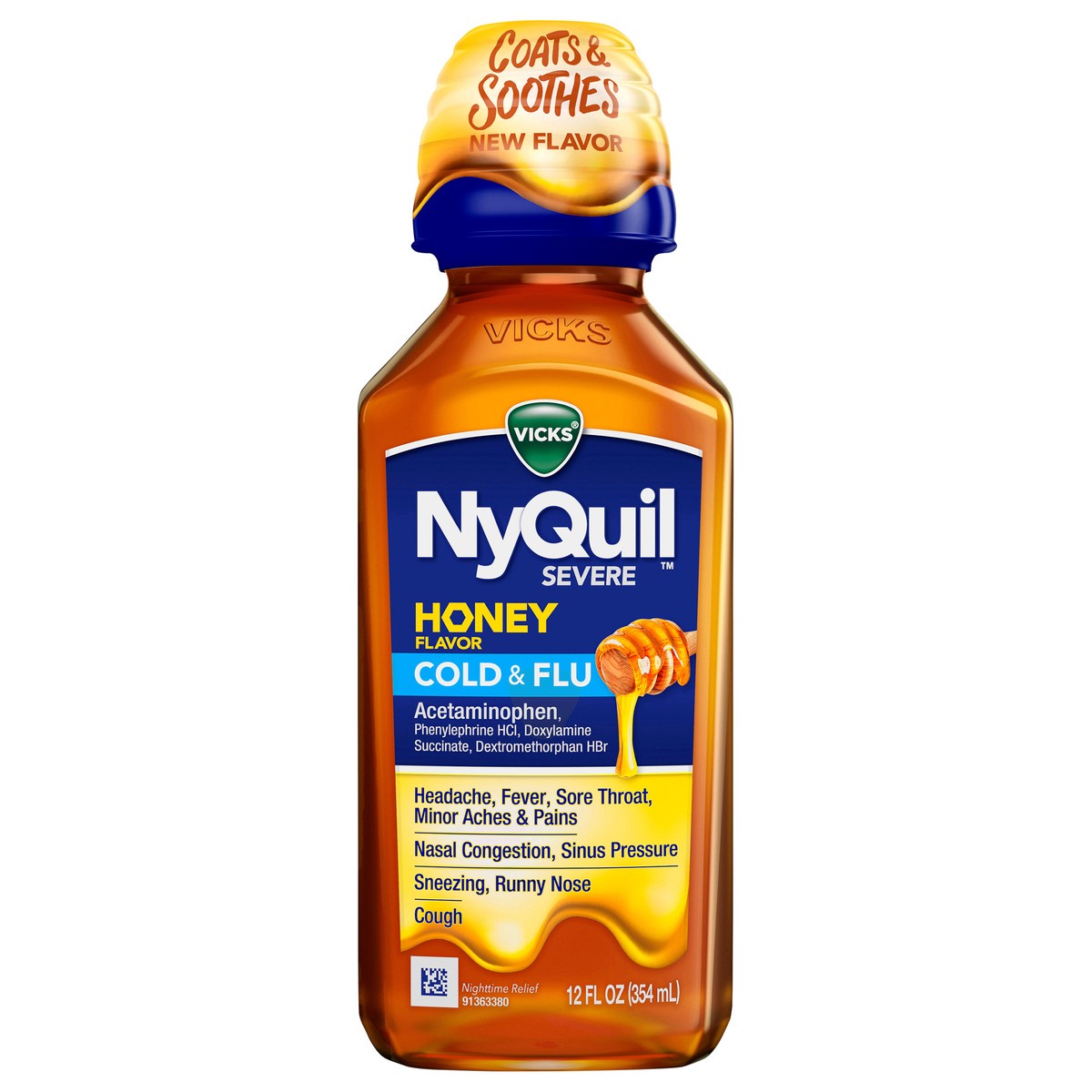 slide 1 of 9, Vicks NyQuil Severe Cold & Flu Medicine Liquid - Honey - 12 fl oz, 12 fl oz