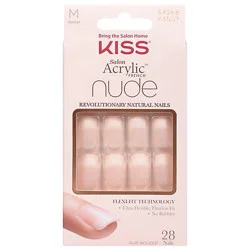 Kiss Nails Salon Acrylic French Real Short Length - 28 Count