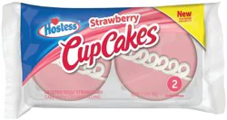 HOSTESS Strawberry CupCakes, Frosted Cake with Creamy Filling - 2 count, 3.17 oz