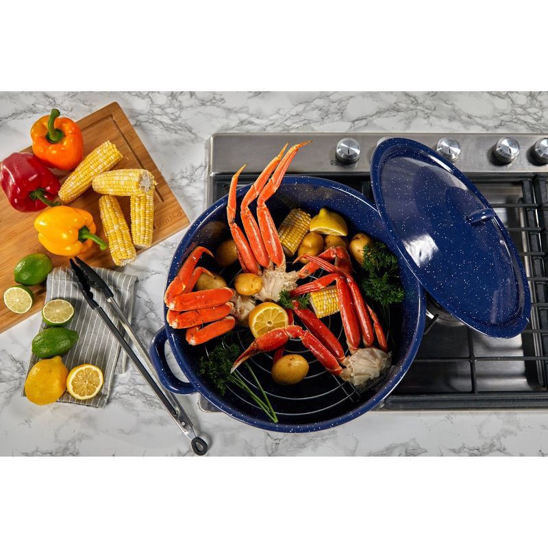 slide 3 of 5, Imusa Enamel Steamer/Stock Pot - Blue, 16 qt