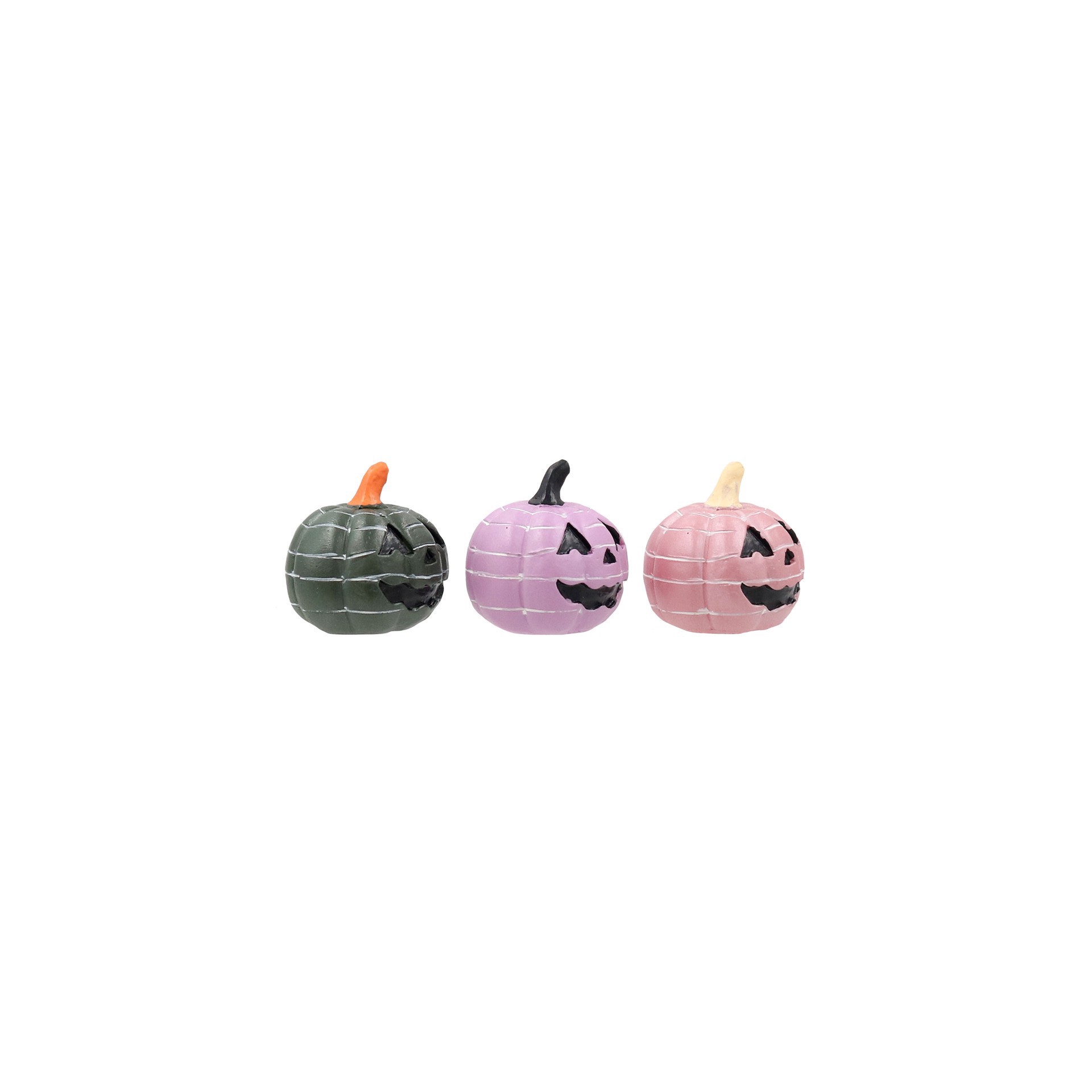 slide 3 of 4, Mini Pink, Black & Lavender Striped Jack-O'-Lantern Set By Ashland, 0.9 in x 0.8 in x 0.9 in