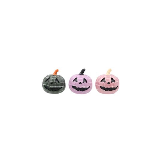 slide 1 of 4, Mini Pink, Black & Lavender Striped Jack-O'-Lantern Set By Ashland, 0.9 in x 0.8 in x 0.9 in