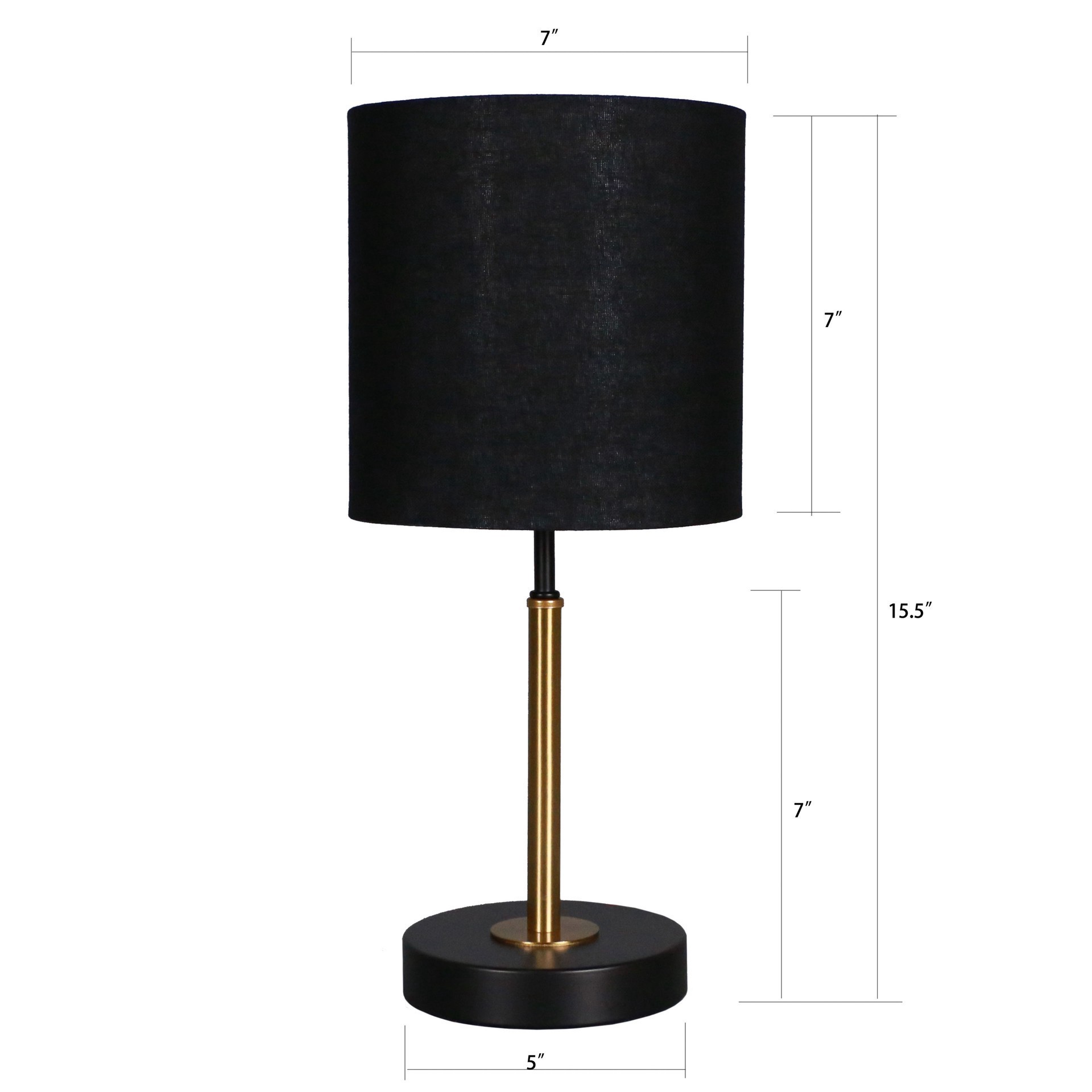 slide 2 of 4, 15.5" Gold & Black Metal Table Lamp With Black Fabric Shade By Ashland, 15.5 in