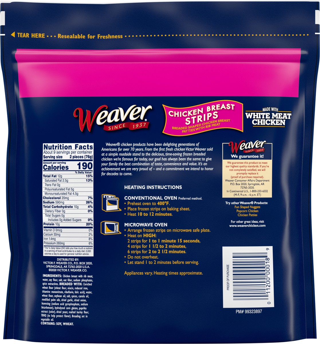 slide 7 of 9, Weaver Chicken Breast Strips, 1.5 lb. (Frozen), 680.39 g