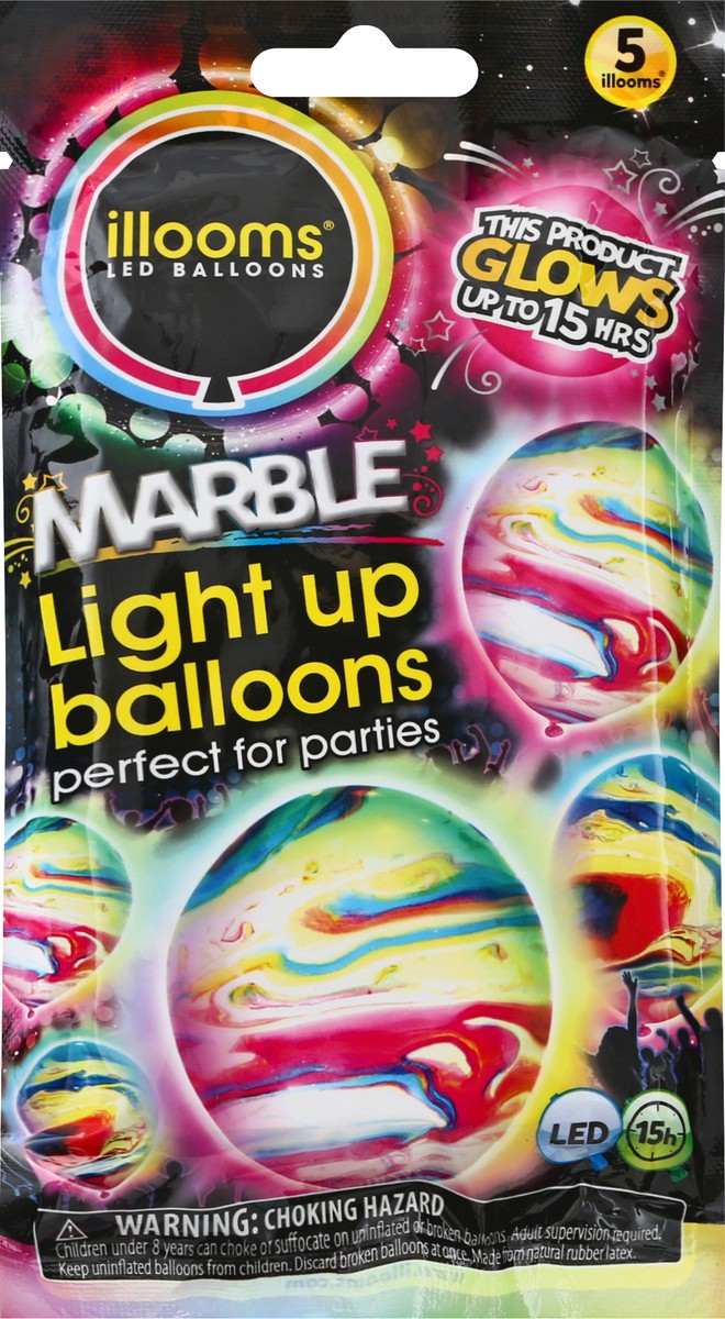 slide 3 of 6, Illooms Glow Marble Balloons 9In, 5 ct