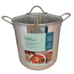 Grand Gourmet Stainless Steel Pot With Glass Lid, 16 Quart