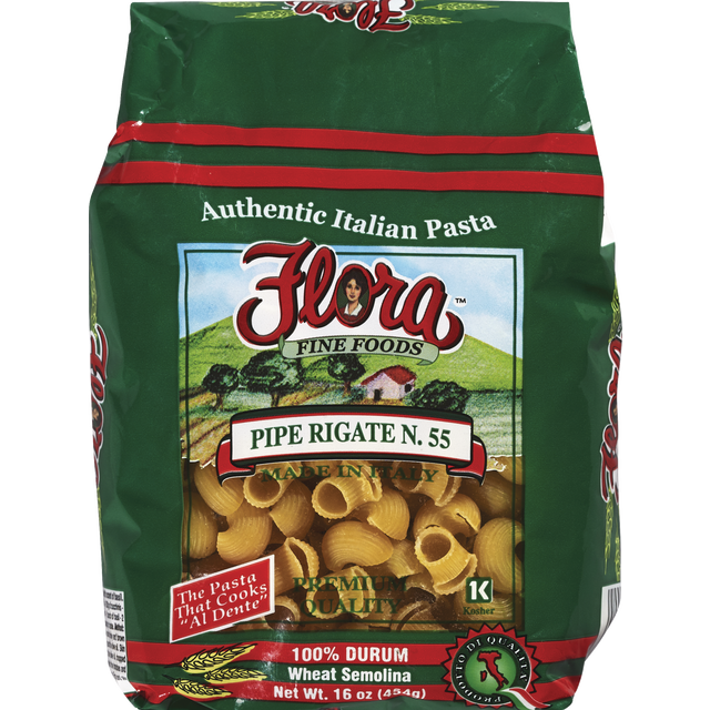 slide 1 of 1, Flora Fine Foods Pipe Rigati Pasta, 16 oz