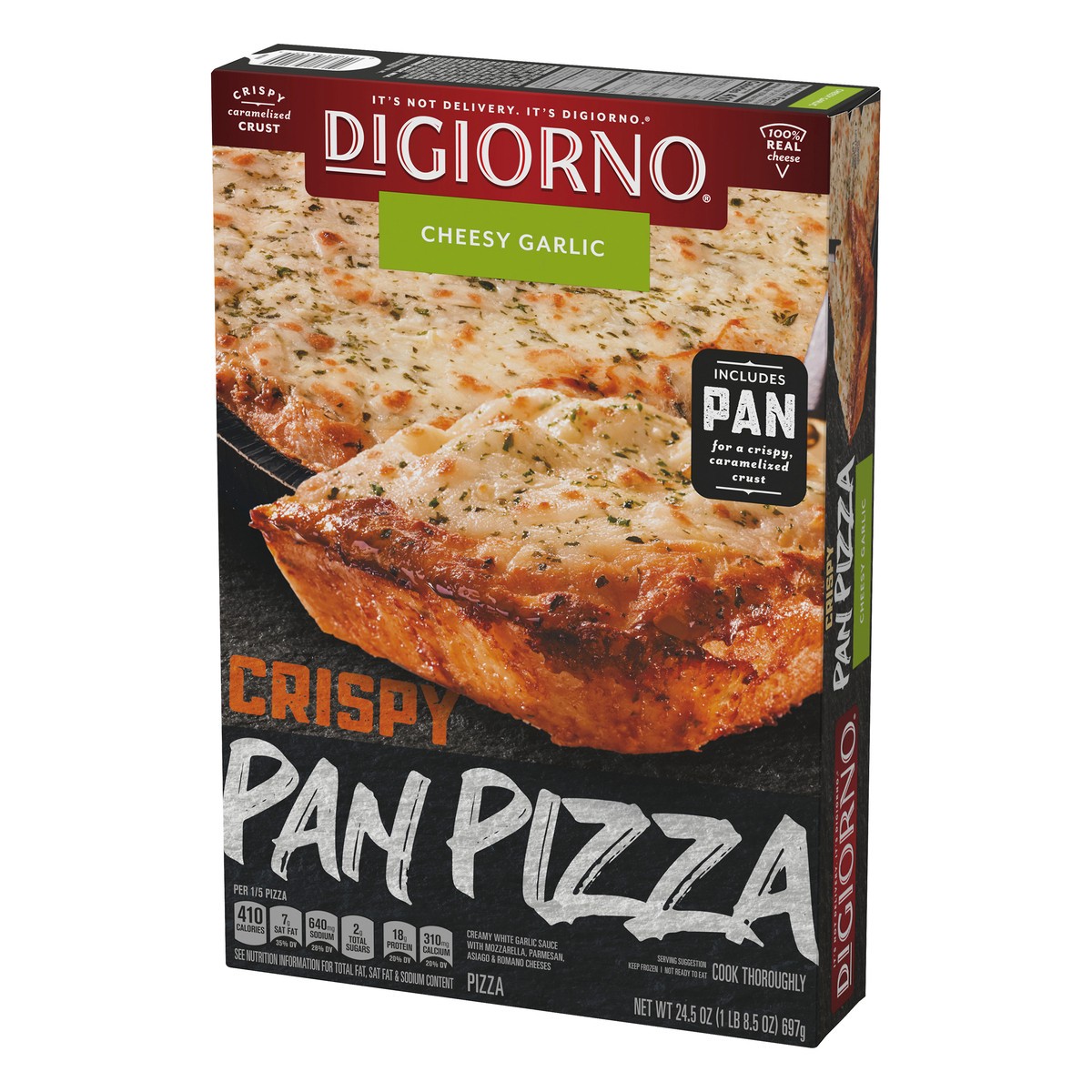 slide 8 of 10, DiGiorno Crispy Cheesy Garlic Pan Pizza 24.5 oz, 24.5 oz