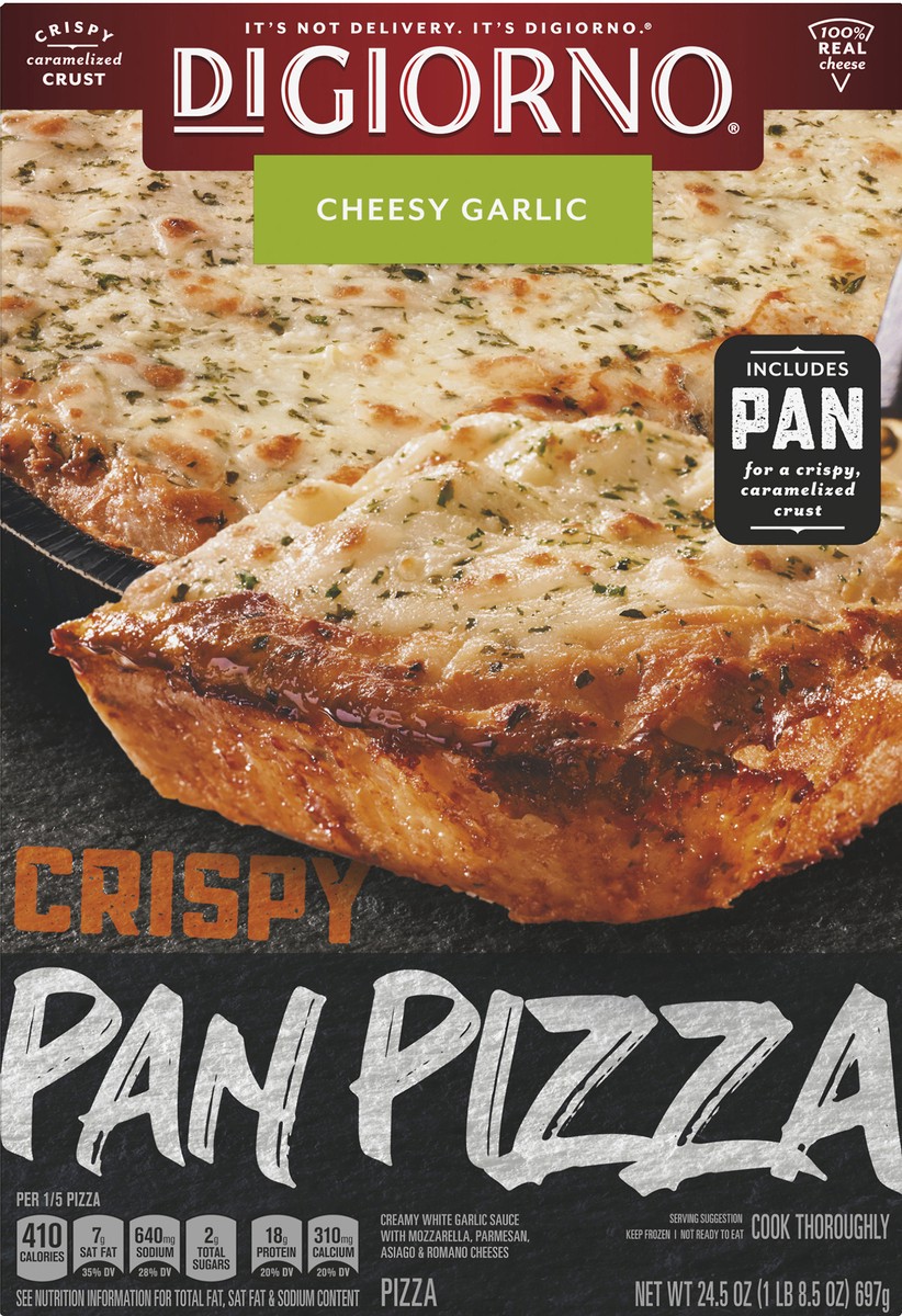 slide 1 of 10, DiGiorno Crispy Cheesy Garlic Pan Pizza 24.5 oz, 24.5 oz