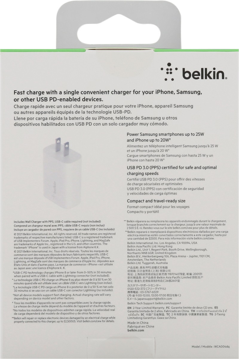 slide 5 of 9, Belkin BoostCharge Wall Charger with PPS 1 ea, 1 ct