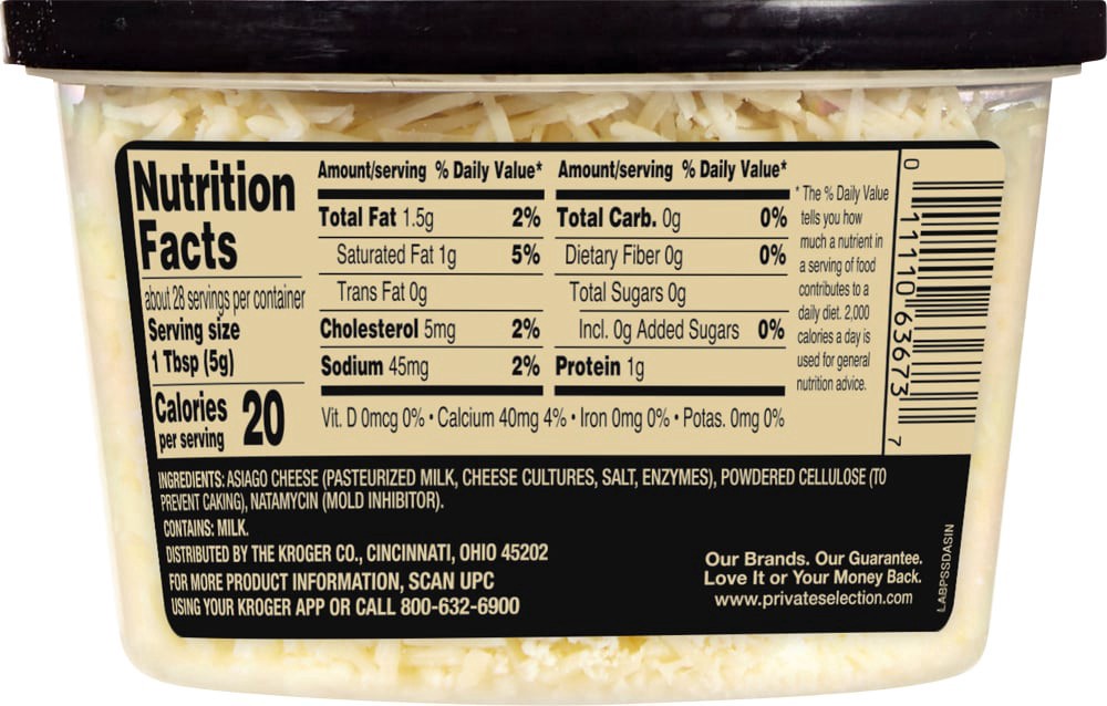 slide 2 of 3, Shredded Asiago Cheese, 5 oz