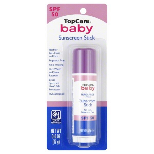 slide 1 of 6, TopCare Sunscreen Stick, Broad Spectrum SPF 50, 0.6 oz